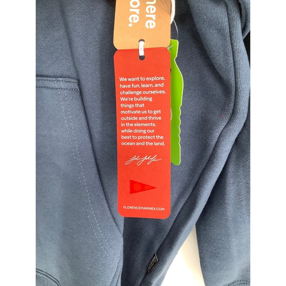 NEW! Florence Marine X Sz XL Nui Loa Hoodie Blue Sweatshirt $85 Organic Repreve - Picture 9 of 12